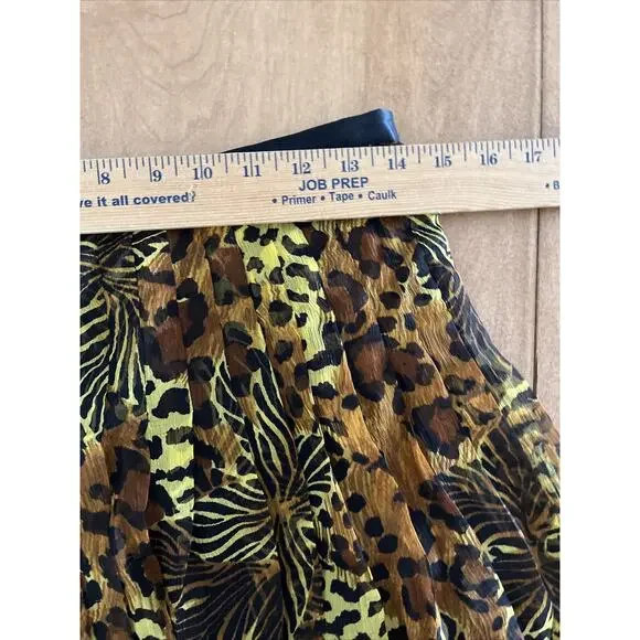 WDNY Skirt 6 Small Mini Knee Pleated Silk Animal Leopard Zebra Pleated 90s Y2K S - Picture 10 of 11